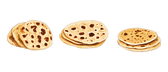Pack Collection Delicious Flatbreads A Culinary Delight set against transparent background