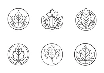autumn icon line art vector illustration