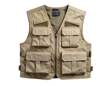 Classic khaki canvas utility vest, built tough with many pockets for tools, gear, and
