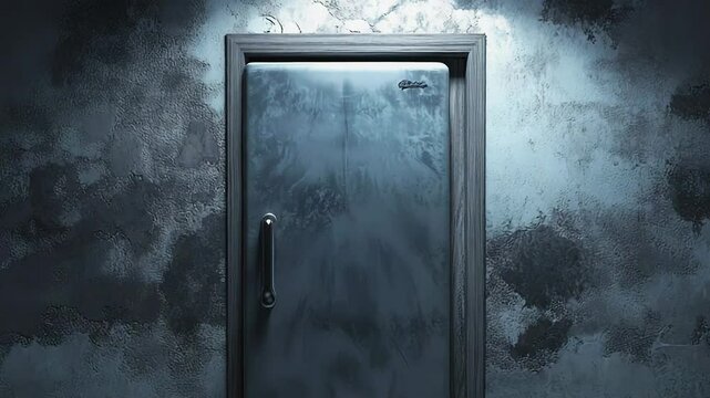 Heavy metal door closing access to mysterious room