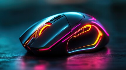 Precision Gaming: A glowing gaming mouse symbolizing technology, design, and competition in the digital arena.