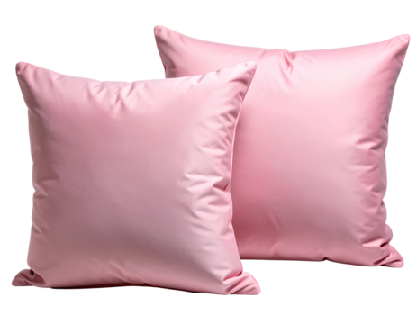 3D Twin Pink Cushions with Plush Finish and Rounded Corners, Transparent PNG Background
