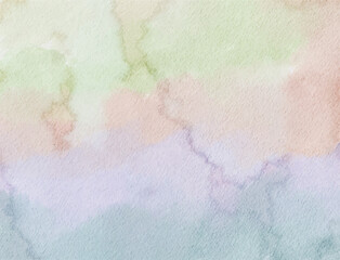 A soft pastel watercolor background blending green, pink, and orange hues, a light and airy aesthetic