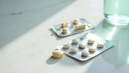 Pills and Blister Packs on Marble – Minimal Healthcare Scene in Soft Light

Clean Medical Flat Lay – Pills & Blister Packs on Marble Surface

Healthcare Essentials – Blister Packs and Tablets on White