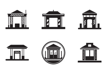 set of toll booth icon silhouette vector illustration