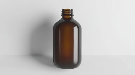 Amber glass bottle mockup against a plain background.