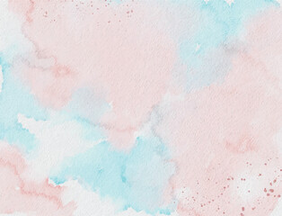 An abstract watercolor background featuring a soft blend of pastel blue and pink hues, creating a dreamy, ethereal texture