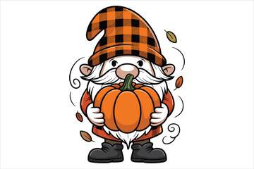 Halloween gnome with a pumpkin bundle