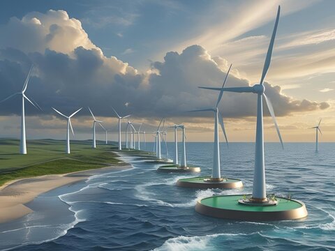 Osmotic Power Renewable Energy Plant on Coastline &ndash; Hyper Realistic 4K Landscape