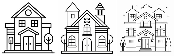 Architect House Coloring Book Page Outline Design
