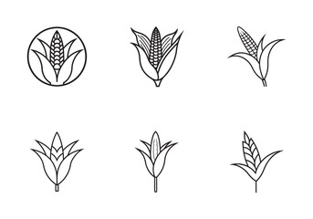 corn stalk icon line art vector illustration © BIBI