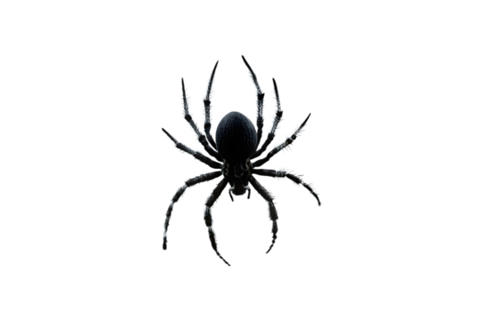 Detailed Spider Illustration with Eight Legs and Hairy Texture on Transparent Background