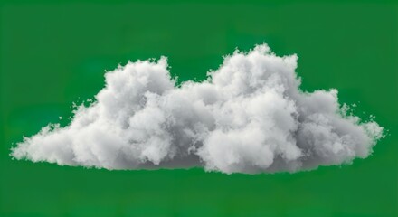 Fluffy white cloud against a vibrant green background, resembling a cumulus cloud formation in a clear sky