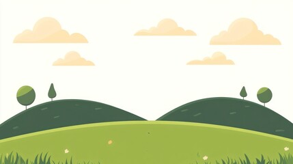 Cartoon landscape with hills and clouds