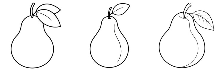 Pear Coloring Book Page Outline Design