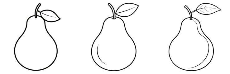 Pear Coloring Book Page Outline Design
