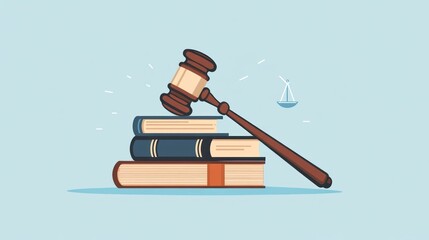 Law books and gavel illustration