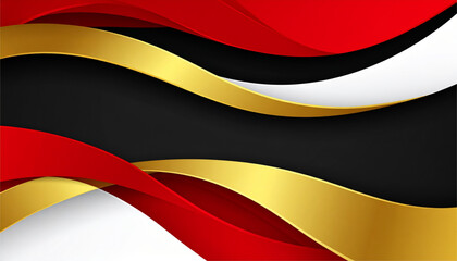 Fototapeta premium Abstract Red Gold Black White Wave Background Design