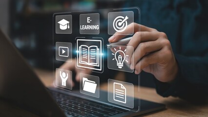 Interactive e-learning process with virtual screen using laptop for remote education