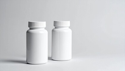 白いボトル、薬品や錠剤入り