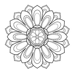 Detailed Mandala Petal Design for Coloring
