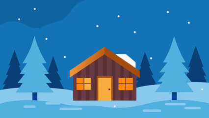 Naklejka premium winter landscape with house