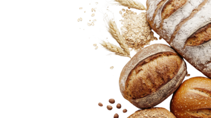 Fresh bread loaf topped with sesame seeds isolated on white background
