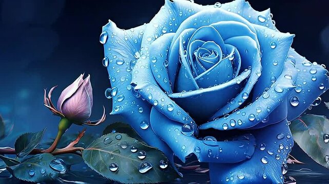 rose flower in Delfts Blauw highly detailed,ai generatif