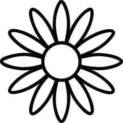 Simple Daisy Flower Outline, Black and White Floral Illustration, Botanical Line Art, Nature Icon, Graphic Design Element, Vector Illustration,...