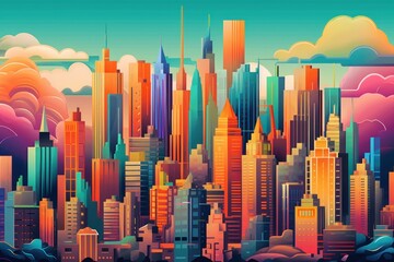 Obraz premium Colorful cityscape illustration.