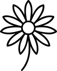 Simple Line Art Flower Design, Elegant Black and White Daisy Illustration, Perfect for Branding, Logos, and Floral Decorations