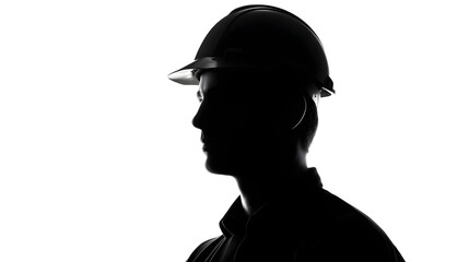 Silhouette of a Professional: A stark silhouette of a construction worker in a hard hat, standing confidently, embodies the strength and dedication of the industry.