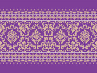 Damask Pattern Ethnic Floral Pattern Decorated with intricate floral motifs and decorative borders, the seamless design combines vintage-inspired elements with modern aesthetics in a sophisticated way