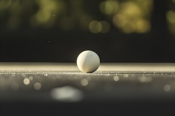 Slow-mo from the side of the white ball bouncing, gliding low towards the opponent with the next shot deciding everything