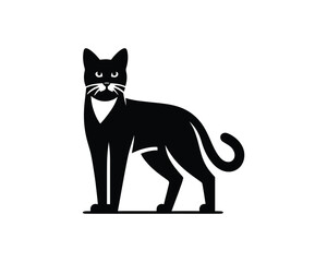 Elegant black cat vector silhouette illustration