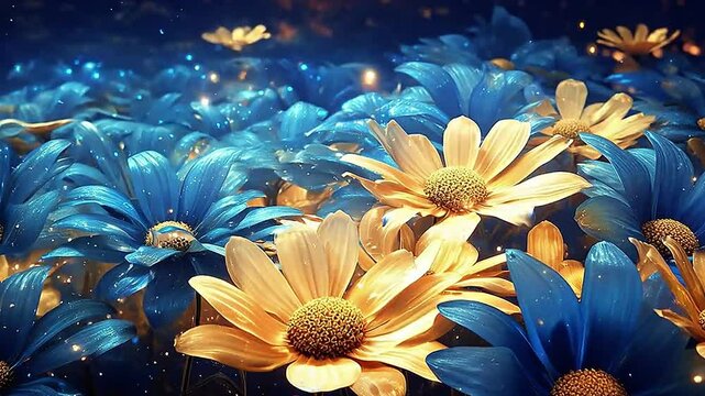 sun flower in Delfts Blauw realistis and slow,ai generatif