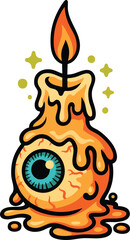 Melting Candle with Eyeball Vector Illustration
