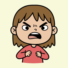 Angry Cartoon Girl Screaming Vector Illustration
