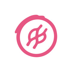 Pink Circle Icon with Abstract Central Shape Design