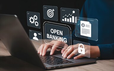 Secure open banking operations using a laptop for financial data control