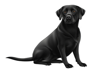 Obraz premium Majestic Black Labrador Retriever Dog Portrait: A Stunning Digital Illustration of Canine Elegance