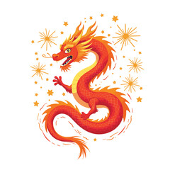 Obraz premium Majestic dragon-shaped firework bursting with fiery colors, celebration
