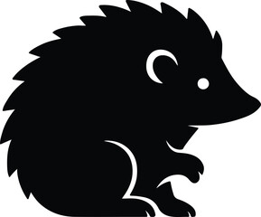Silhouette adorable hedgehog cute animal woodland forest creature Vector illustration