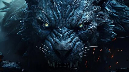 beast in Delfts Blauw realistis and slow,ai generatif