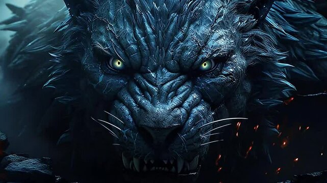 beast in Delfts Blauw realistis and slow,ai generatif