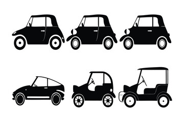 Fototapeta premium Classic Car Collection: A stylish collection of vintage vehicles, each an iconic symbol of a bygone era, captured in a monochrome outline.