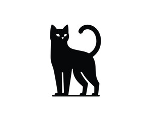 Chic black cat silhouette vector illustration