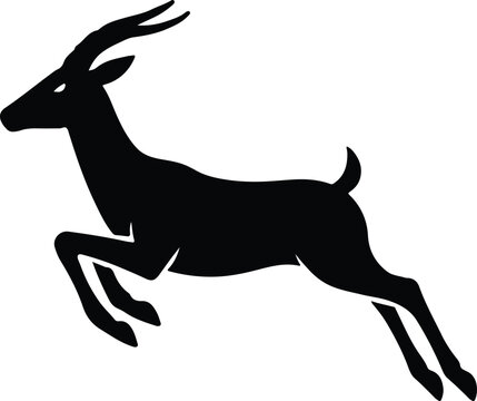 Silhouette antelope jumping gracefully isolated art animal vector illustration