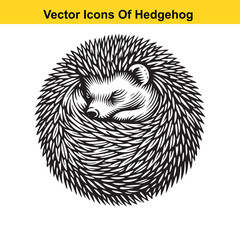 Black and White Line Art of a Hedgehog with Mushroom or Leaf – Easy Tracing Vector