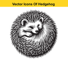 Black and White Line Art of a Hedgehog with Mushroom or Leaf – Easy Tracing Vector